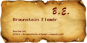 Braunstein Elemér névjegykártya